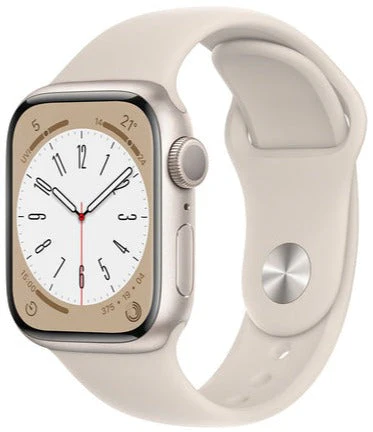 Apple Watch Series 8 (GPS) 41mm Starlight Aluminium Case with Starlight Sport Band- Size:M/L - (MNU93LL/A)