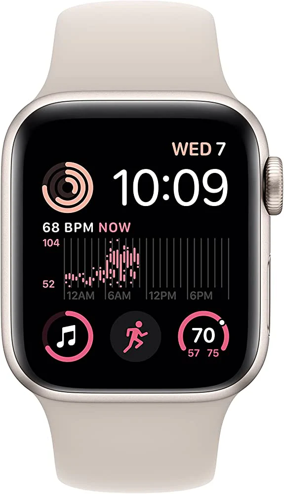 Apple Watch SE 2 (2022) 40mm (GPS) - Aluminum Case with Starlight Sport Band - Size:M/L - (MNT63LL/A) - Image 2