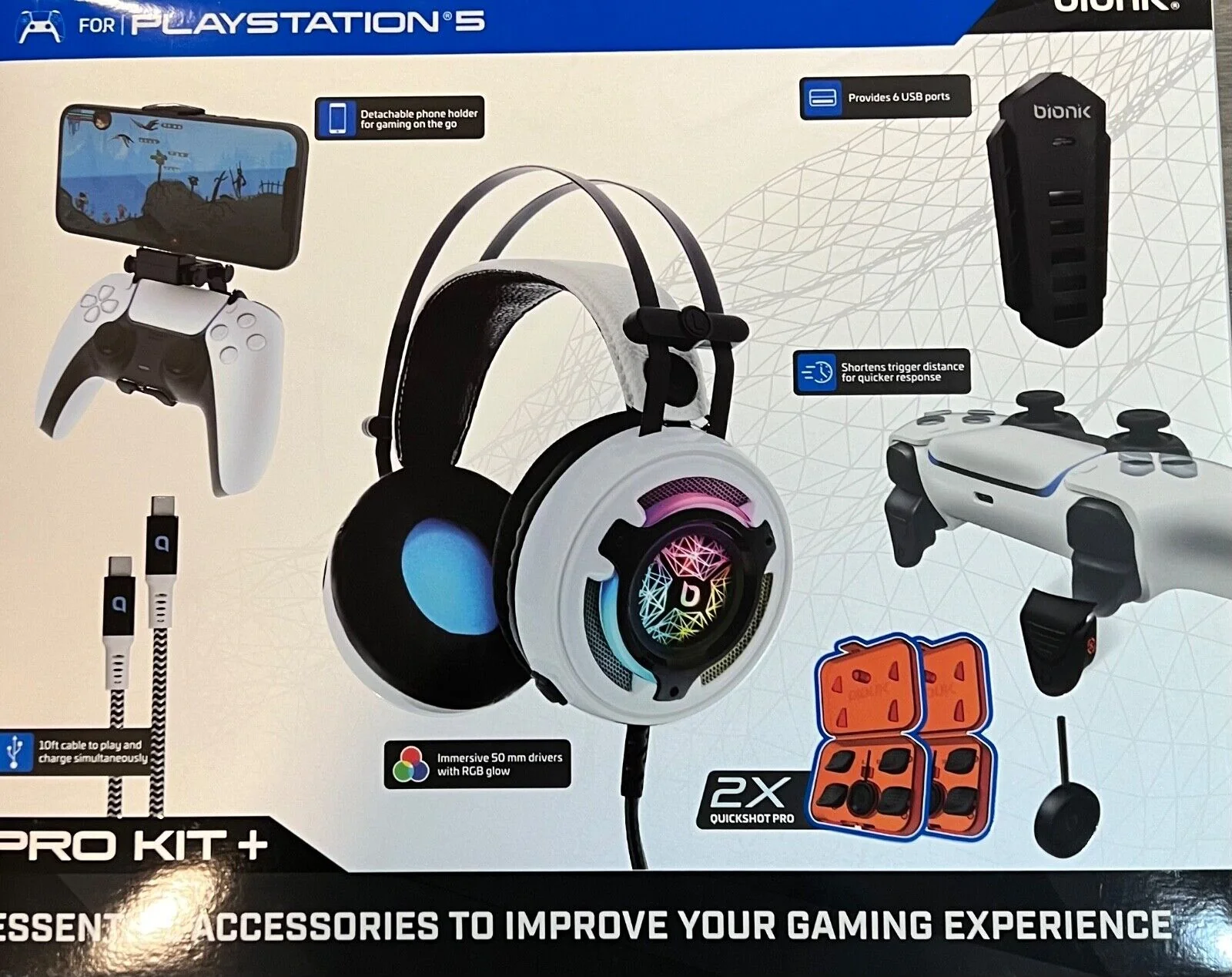 Bionik DreamGear Pro Kit+ For PS5 PlayStation 5 w/ 2x Quickshot Pro - Image 4