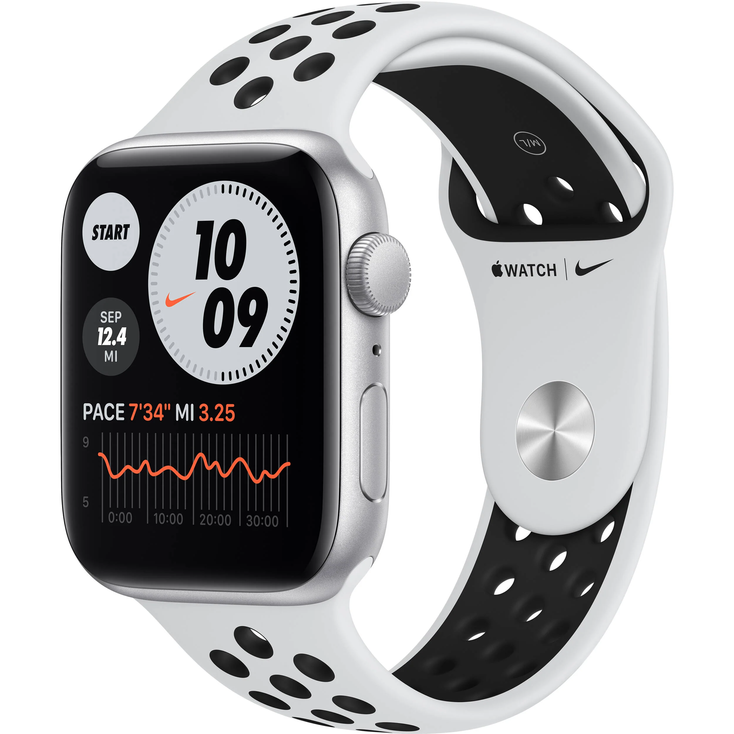 Apple Watch Nike SE 40 mm (GPS) Silver Aluminum Case with Pure Platinum/Black Nike Sport Band (MKQ23LL/A)