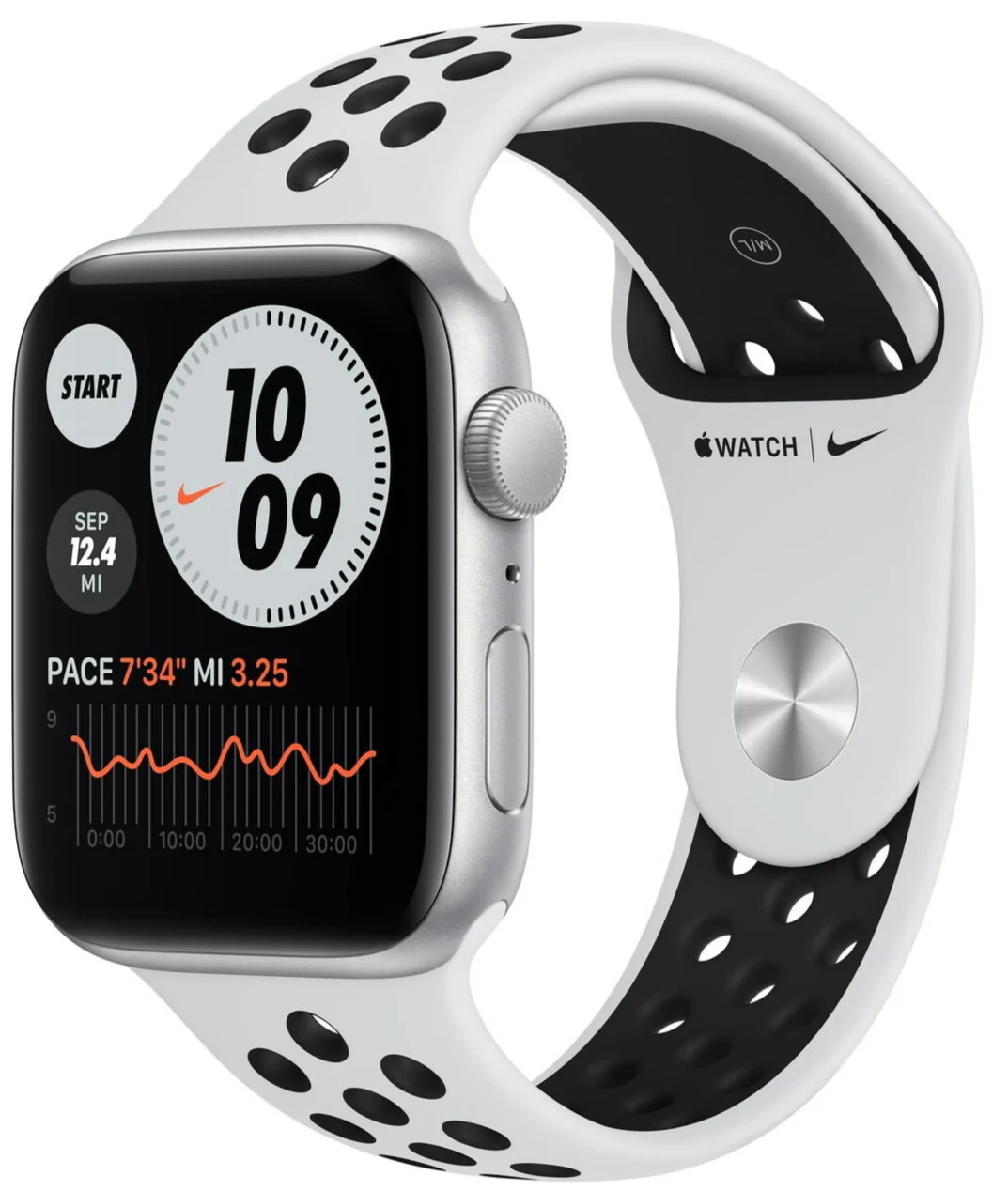 Apple Watch Nike SE 44mm (GPS) Silver Aluminum Case with Silver Sport Band (MKQ73LL/A)