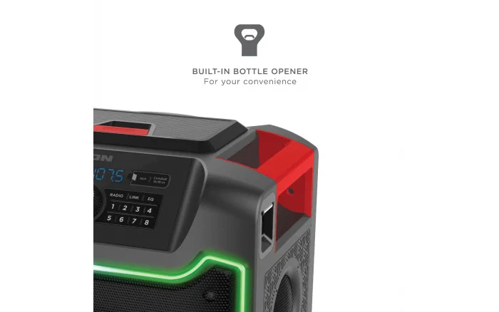 ION iPA125C Pathfinder 280 8-in. 120-Watt All-Weather Bluetooth Rechargeable Speaker with FM Radio and LED Lighting - Image 11