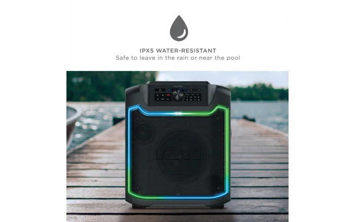 ION iPA125C Pathfinder 280 8-in. 120-Watt All-Weather Bluetooth Rechargeable Speaker with FM Radio and LED Lighting - Image 12
