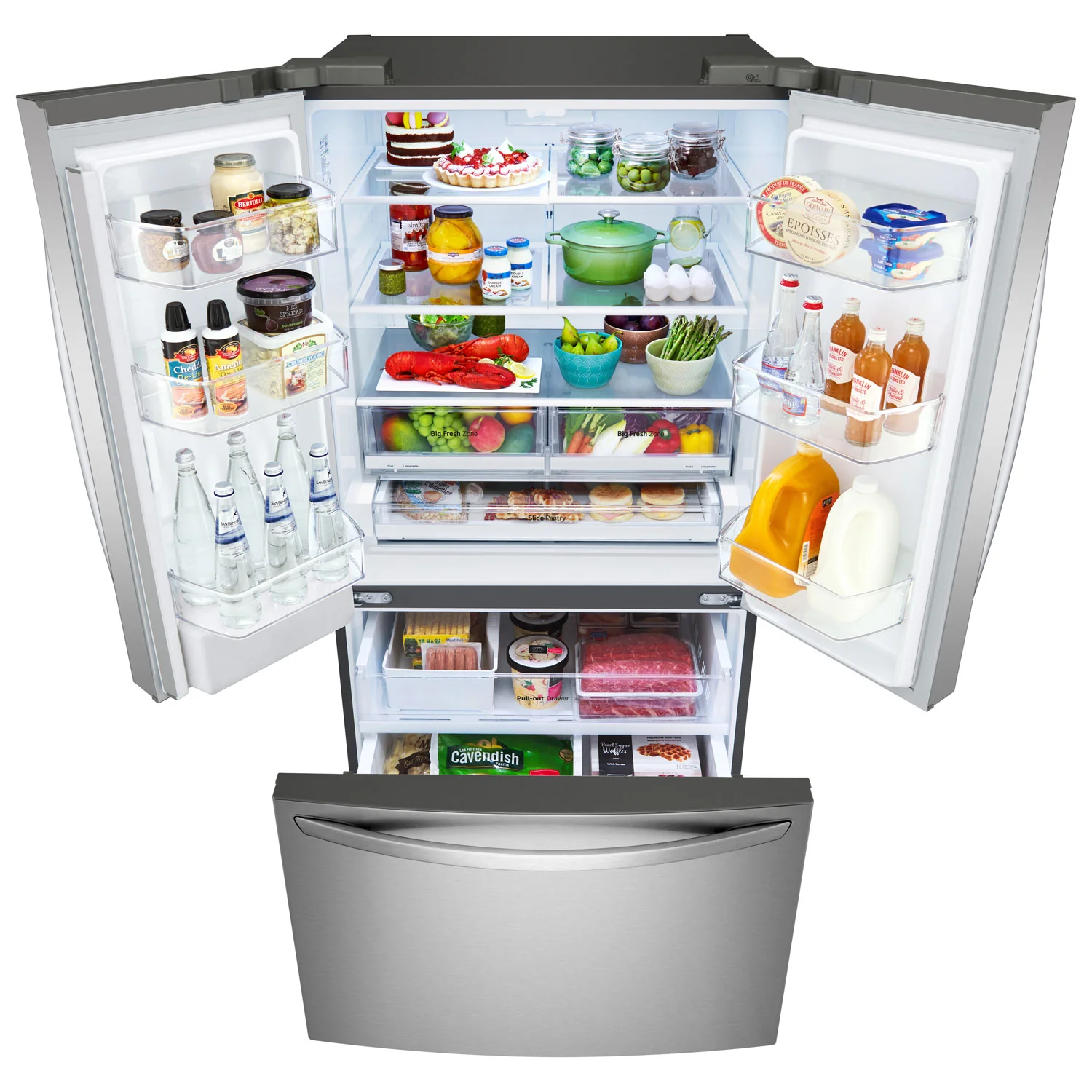 LG 36" 29 Cu. Ft. French Door Refrigerator with Water Dispenser (LRFWS2906S) - Stainless Steel - Image 9