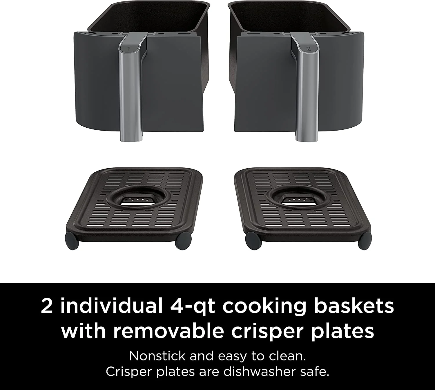 Ninja DZ201 Foodi 8 Quart 6-in-1 DualZone 2-Basket Air Fryer with 2 Independent Frying Baskets, Match Cook & Smart Finish to Roast, Broil, Dehydrate & More for Quick, Easy Meals (DZ201) - Image 9