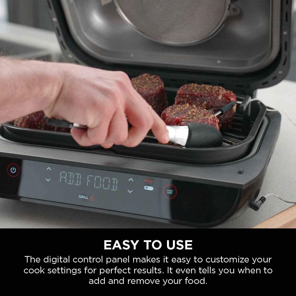Ninja FG551 Foodi Smart XL 6-in-1 Indoor Grill with Air Fry, Roast, Bake, Broil & Dehydrate, Smart Thermometer (FG551) - Image 9