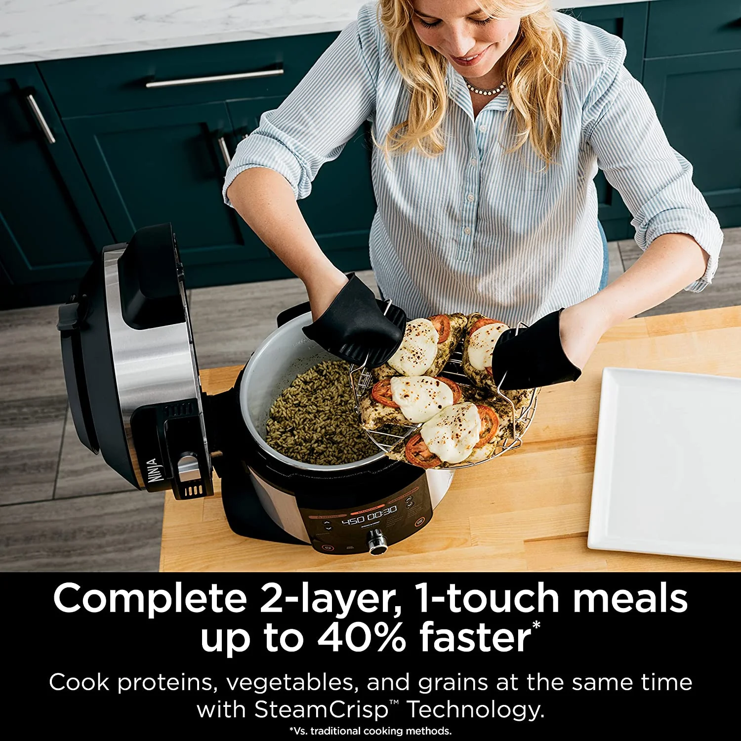 Ninja OL501 Foodi 6.5 Qt. 14-in-1 Pressure Cooker Steam Fryer with SmartLid, that Air Fries, Proofs & More, with 2-Layer Capacity, 4.6 Qt. Crisp Plate & 25 Recipes (OL501) - Image 5