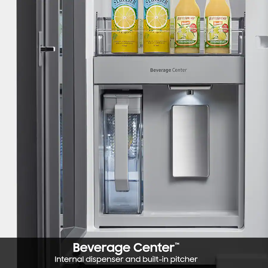 Samsung - BESPOKE 30 cu. ft. 3-Door French Door Smart Refrigerator with Beverage Center (RF30BB660012) - White Glass - Image 10