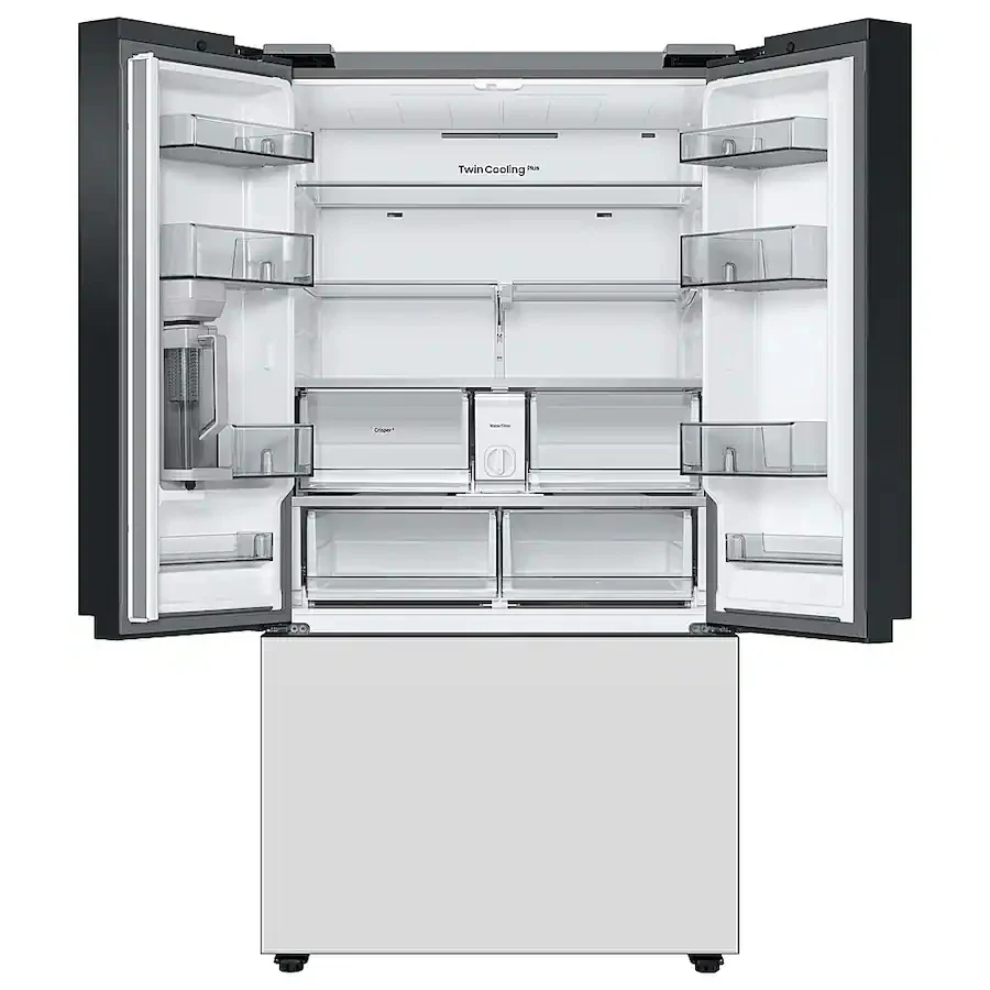 Samsung - BESPOKE 30 cu. ft. French Door Smart Refrigerator with AutoFill Water Pitcher (RF30BB620012) - White Glass - Image 3