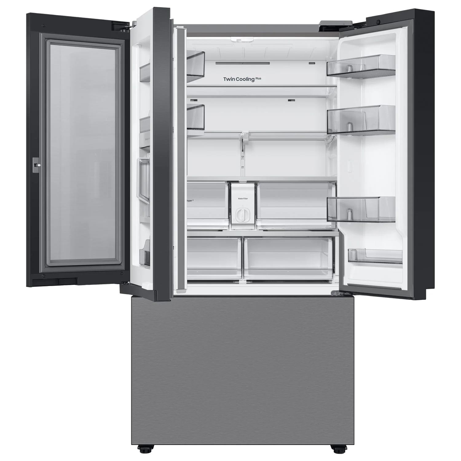 Samsung BESPOKE 36" 30.1 Cu. Ft. 3-Door French Door Refrigerator with Water Dispenser (RF30BB6600QL) - Stainless - Image 3