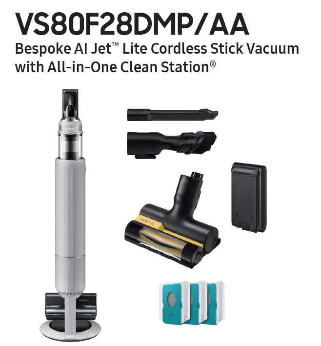 Samsung Bespoke AI Jet Lite Cordless Stick Vacuum for Multi-Surface with 280AW Suction, All-in-One Clean Station, HEPA - Pebble Gray - Image 2