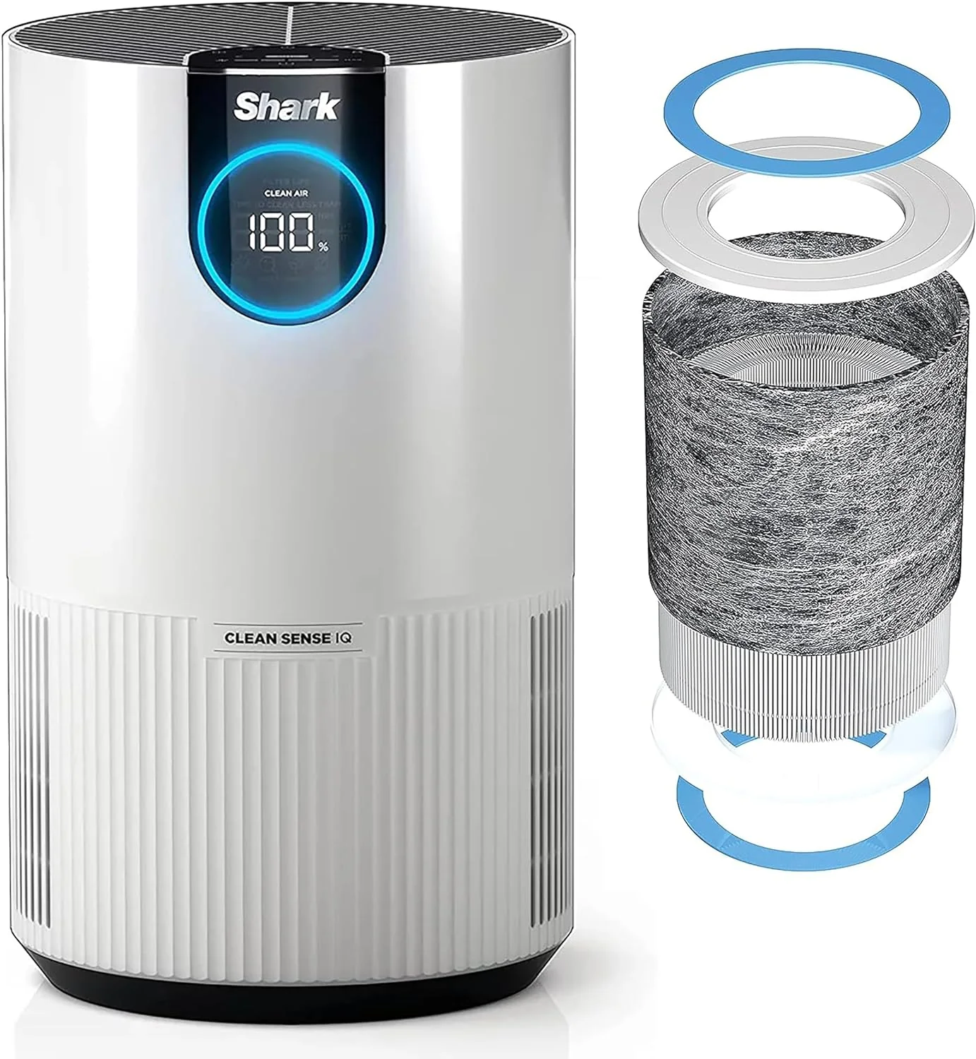 Shark HP102 Air Purifier with Nanoseal HEPA, Cleansense IQ, Odor Lock, Cleans up to 500 Sq. Ft, White