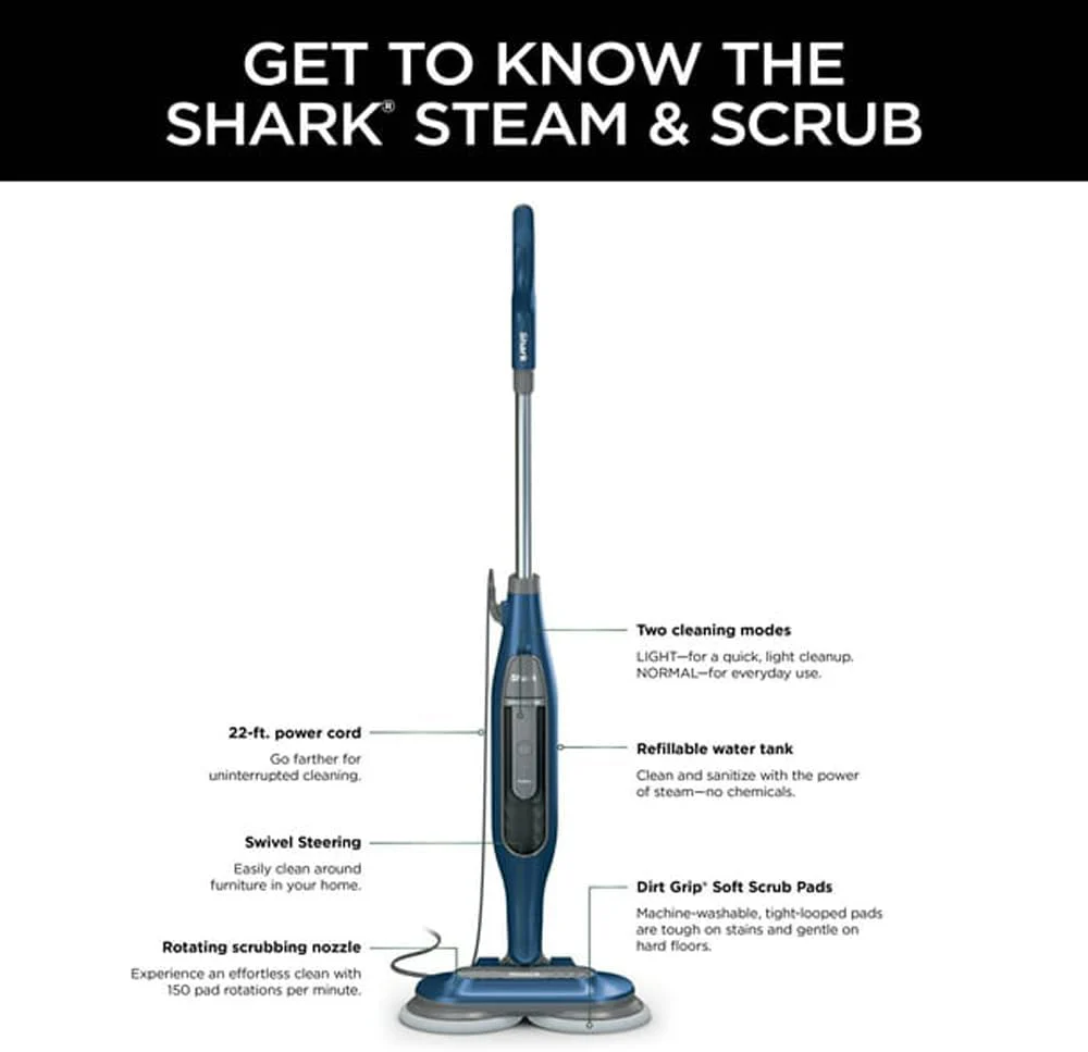 Shark S7020 Steam & Scrub All-in-One Scrubbing & Sanitizing Steam Mop - Image 9