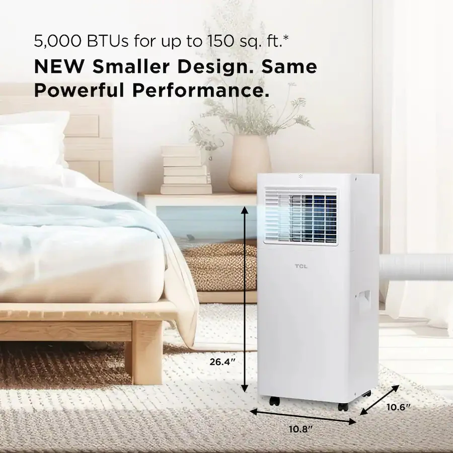 TCL - 150 Sq. Ft. 5,100 BTU SACC Smart Portable Air Conditioner H5P44W - White - Image 6